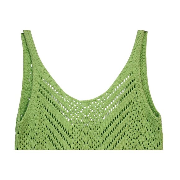 Abercrombie Fitch Tank Medium Open Knit Crochet Green Cotton Beach Preppy Boho - Picture 6 of 11
